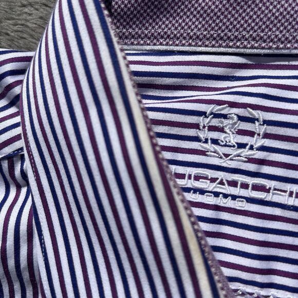 Bugatchi Uomo Dress‎ Shirt Mens 16.5 34/35 Purple Lavender French Cuffs - Picture 11 of 16